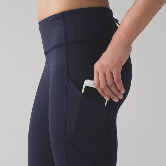 Lululemon Speed Up Cropped Running Leggings Size 4 Midnight Navy - Picture 1 of 8